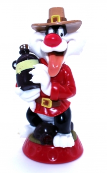 Looney Tunes Figur Sylvester mit Hut auf rotem Sockel (Bottle Cap) von Warner Bros